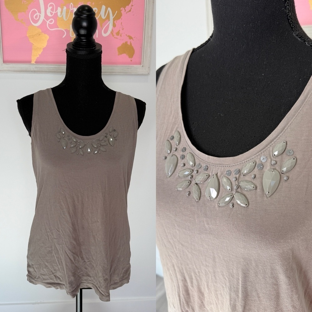 LOFT Beaded Neck Sleeveless Top (M)